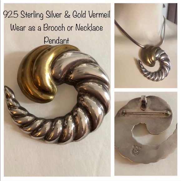 Vintage Sterling Silver Cornucopia Brooch Mexico Taxco - Picture 2 of 9